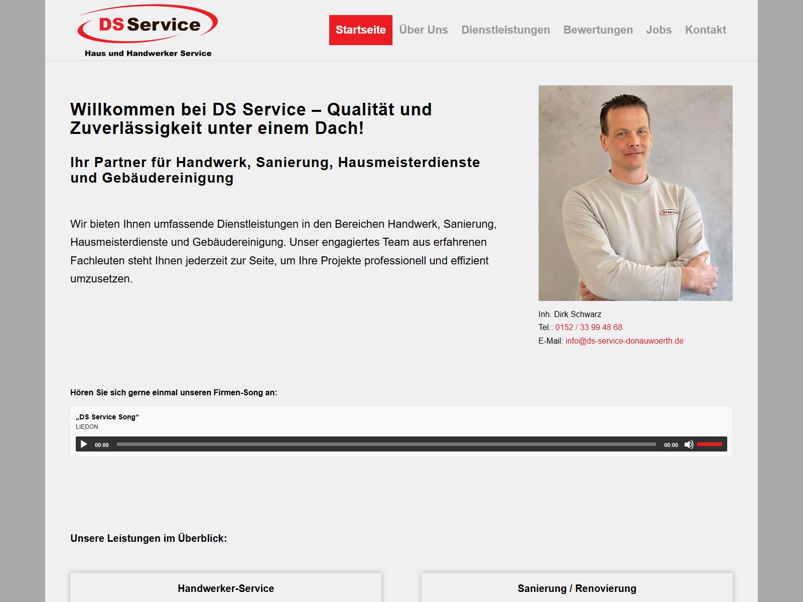 Website-Ansicht des Projekts DS-Service